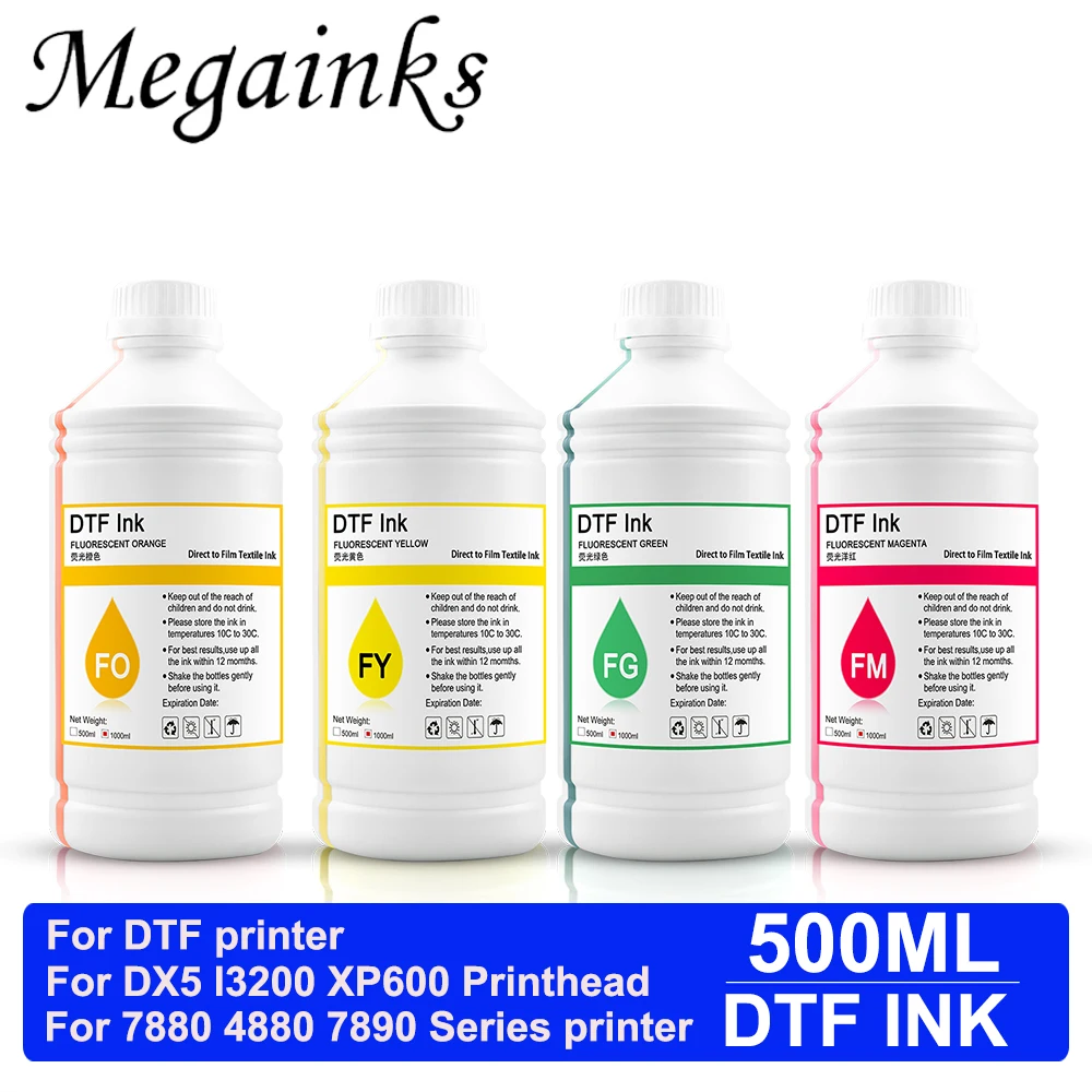 

500ml DTF Fluorescent ink FO FG FM FY DTF INK For DTF ink for Epson DX5 DX7 XP600 TX800 WF4720 I3200 printhead