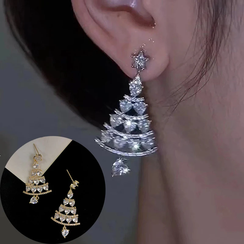 

Drop Earrings Dangle Earrings Stud Earrings Gift Christmas Tree Earrings Festival Jewelry Ear Jewelry Temperament Crystal Beauty
