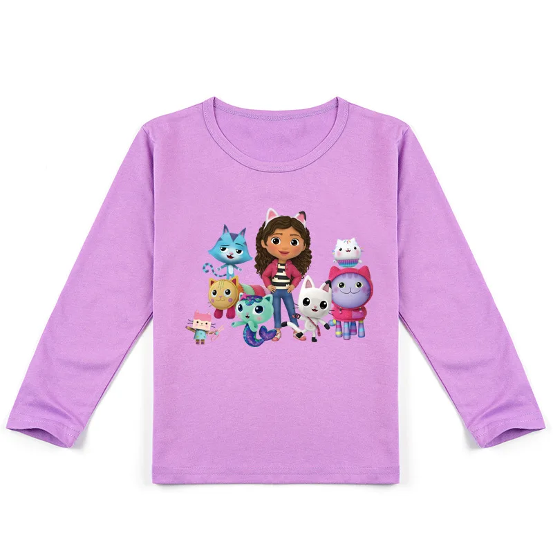 

Детская мультяшная одежда для кукольного домика Габби, Детская Милая футболка с кошками Харадзюку, топы с длинным рукавом для маленьких мал...