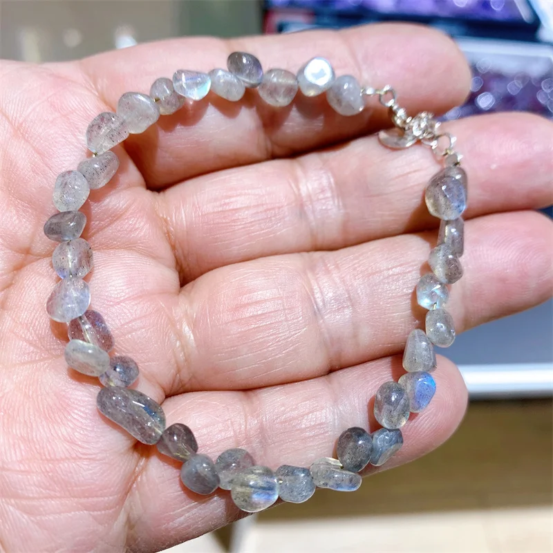 Браслет из натурального камня лабрадорита для женщин и мужчин изящный браслет с