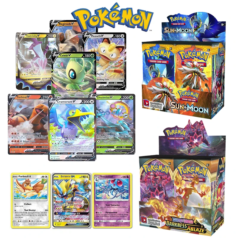 

324Pcs/Box Pokemon English Cards Box Sun & Moon Evolution Booster Box Chilling Reign Pokémon Shinny Game Card Toys