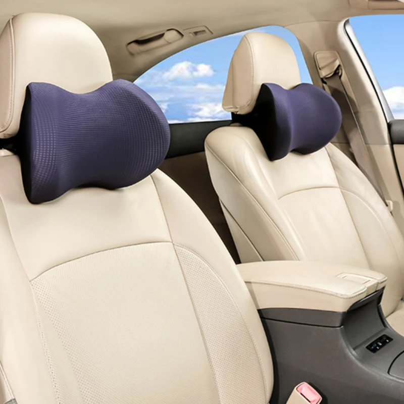 

1PC Car Headrest Neck Pillow For Seat Chair In Auto Memory Foam Cotton Mesh Cushion Fabric Cover Soft Head Rest Travel Support