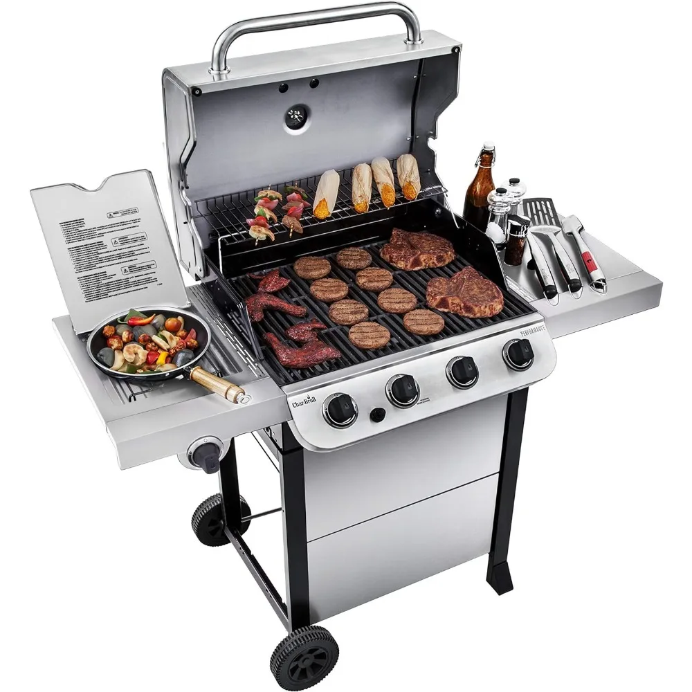 

463377319 Performance 4-Burner Cart Style Liquid Propane Gas Grill, Stainless Steel