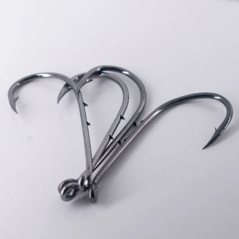 

50pcs/pack Double-back Stab Fishhook Long Handle Fishing Hooks Barbed Circle Fishing Hook Turned Down Eye 1/2/4/6/8/10/12# Hooks