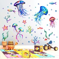 nursery vinyl seaweed starfish bubble removable wall decals ocean jellyfish wall stickers picture home decoration