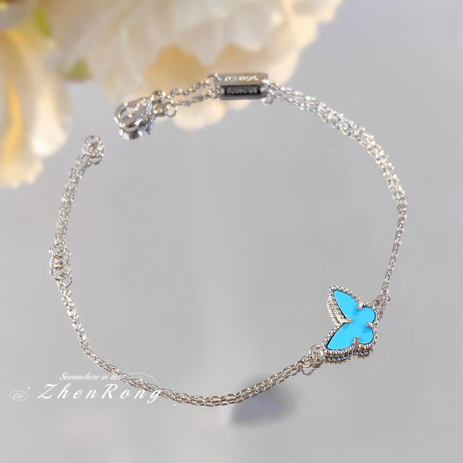 Легкий роскошный модный синий бирюзовый браслет для женщин 2024 браслет-бабочка