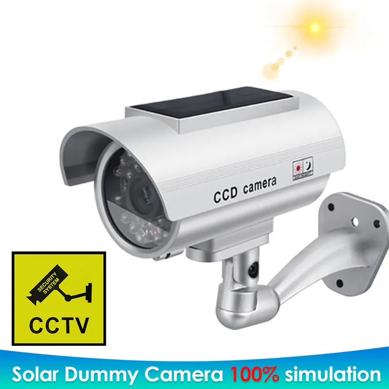 

Dummy Camera Outdoor Security Solar Panel Fake Camera Simulation Indoor LED Light Monitor CCTV Surveillance Waterproof