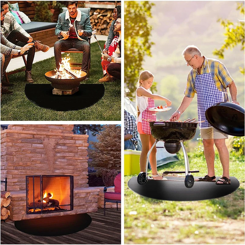 Огнеупорный коврик Blcak Круглый огнеупорный для плиты 3-слойный толстый