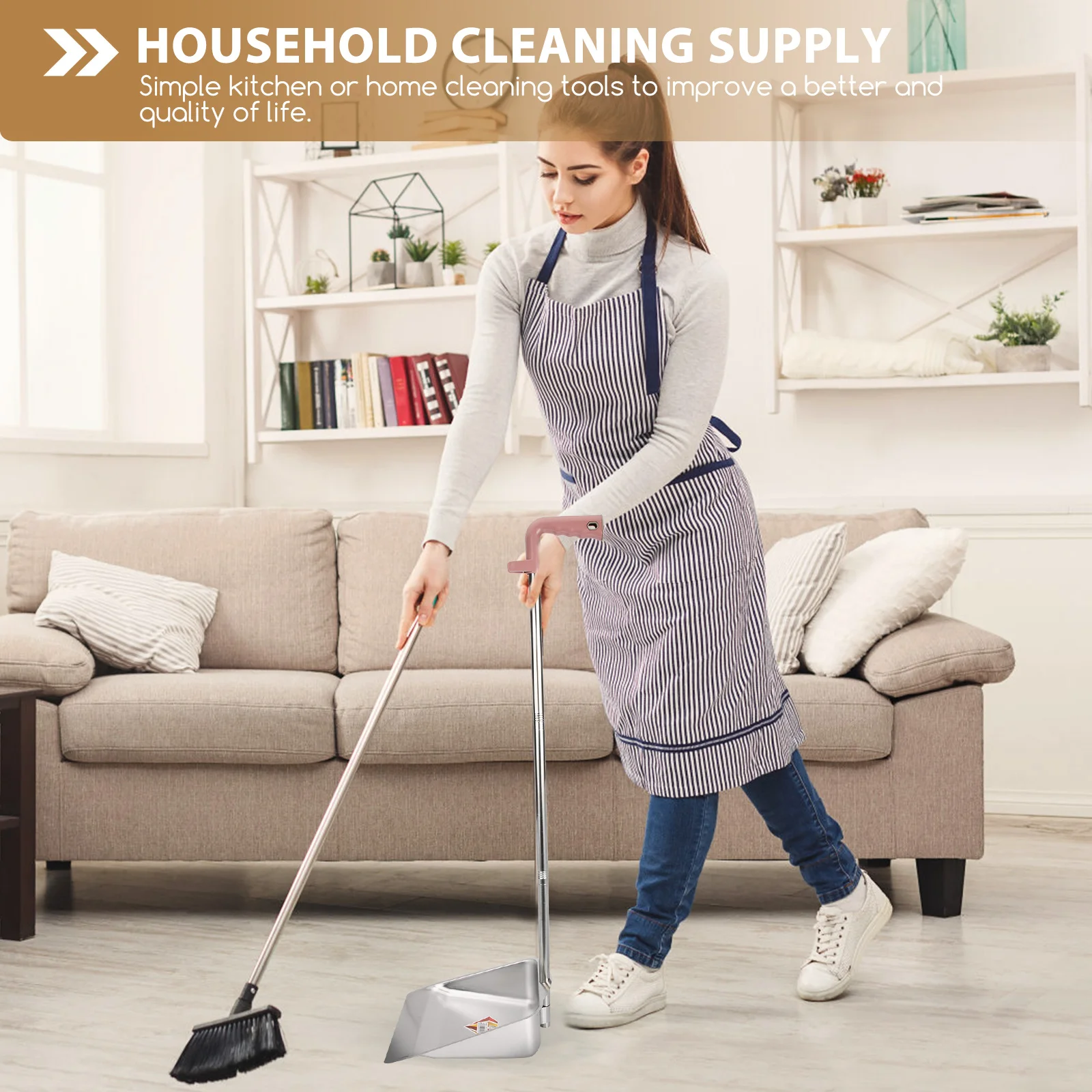 Чистящие средства Домашняя кастрюля для пыли Совок мусора с длинной ручкой Банки