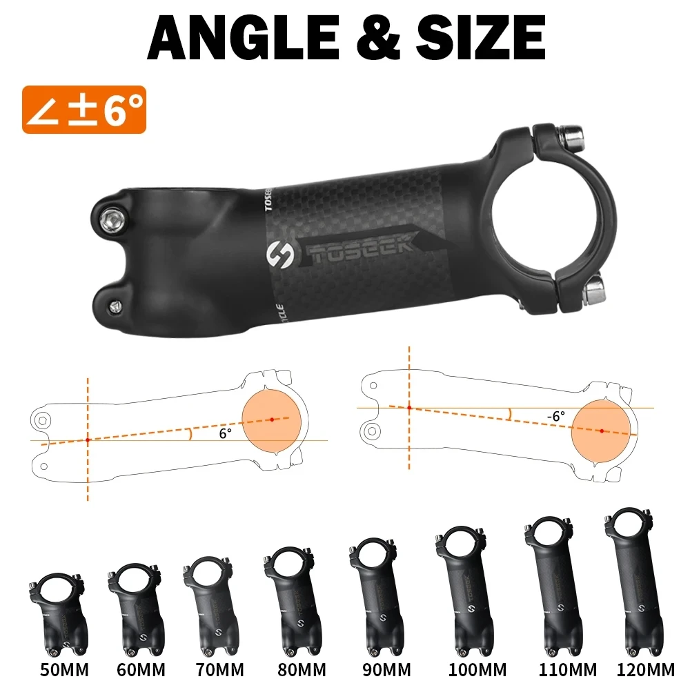 Вынос велосипеда TOSEEK из углеродного волокна + алюминиевый вынос выноса MTB руль 28 6