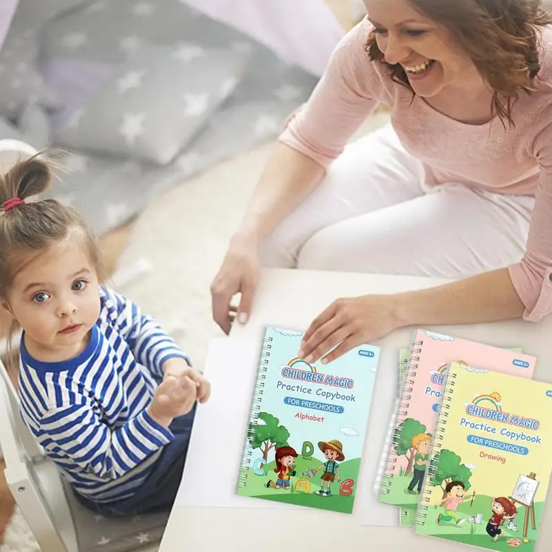 Рифленые детские книги для письма 4 портативных рифленых практических тетрадей