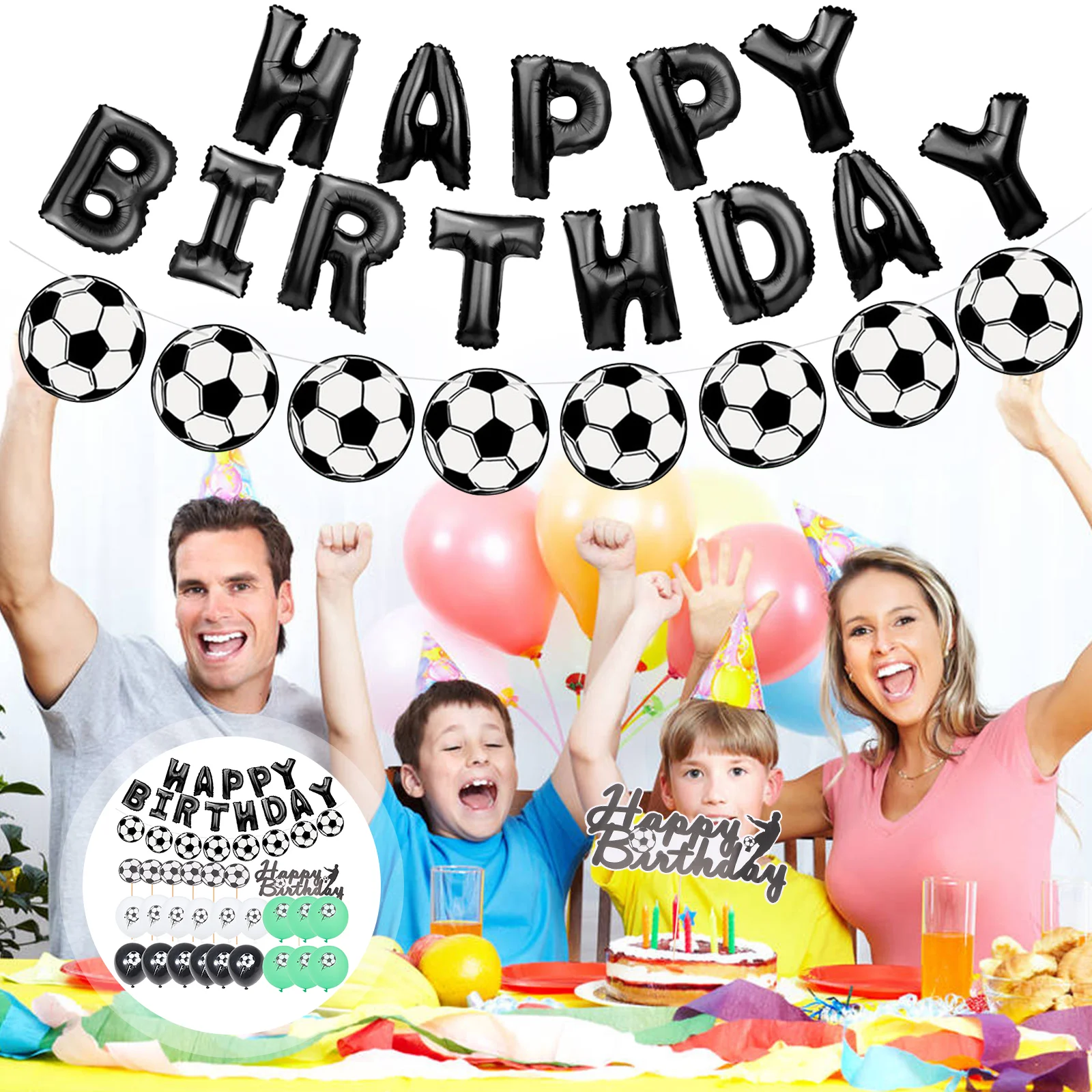 

1 комплект воздушных шаров, очаровательные изысканные принадлежности для футбольной вечеринки, украшения для футбольной вечеринки, декор д...