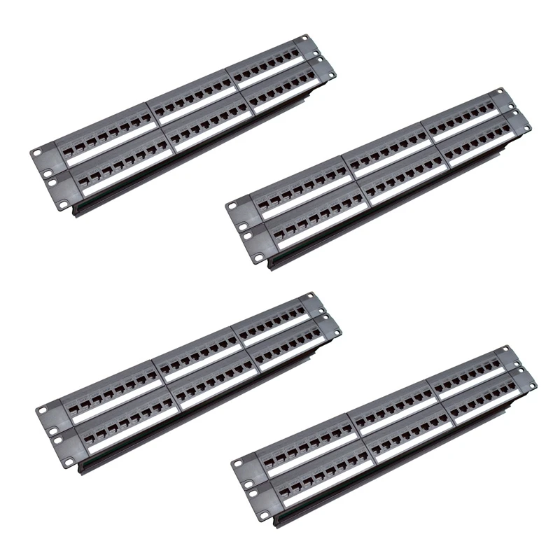 

4X 19Inch 1U Cabinet Rack Pass-Through 24 Port CAT6 Patch Panel RJ45 Cable Adapter Keystone Jack Modular Frame