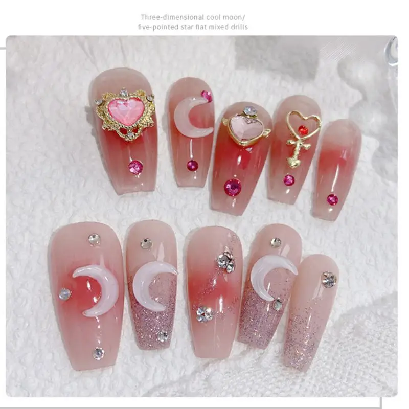 

100Pcs/Set Cute Star Moon 3D Nail Art Accessories DIY Manicure Pendant Jewelry Nail Supplies For Professional Decoracion Uñas 3D