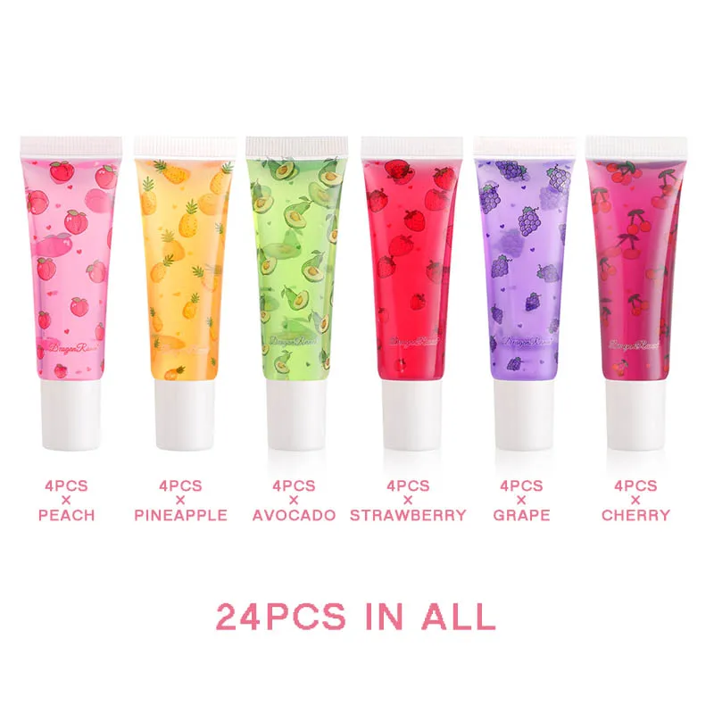 

Wholesale 24pcs Fruit Flavor Lip Gloss Vitamin E Transparent Moisturizing Lip Oil Kids Students Lip Oil Kawaii Lips Care in Bulk