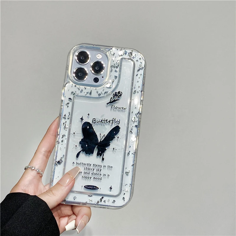 

Transparent Butterfly Phone Case For iPhone 14 12 13 11 Pro Max 14 Plus Back Cover