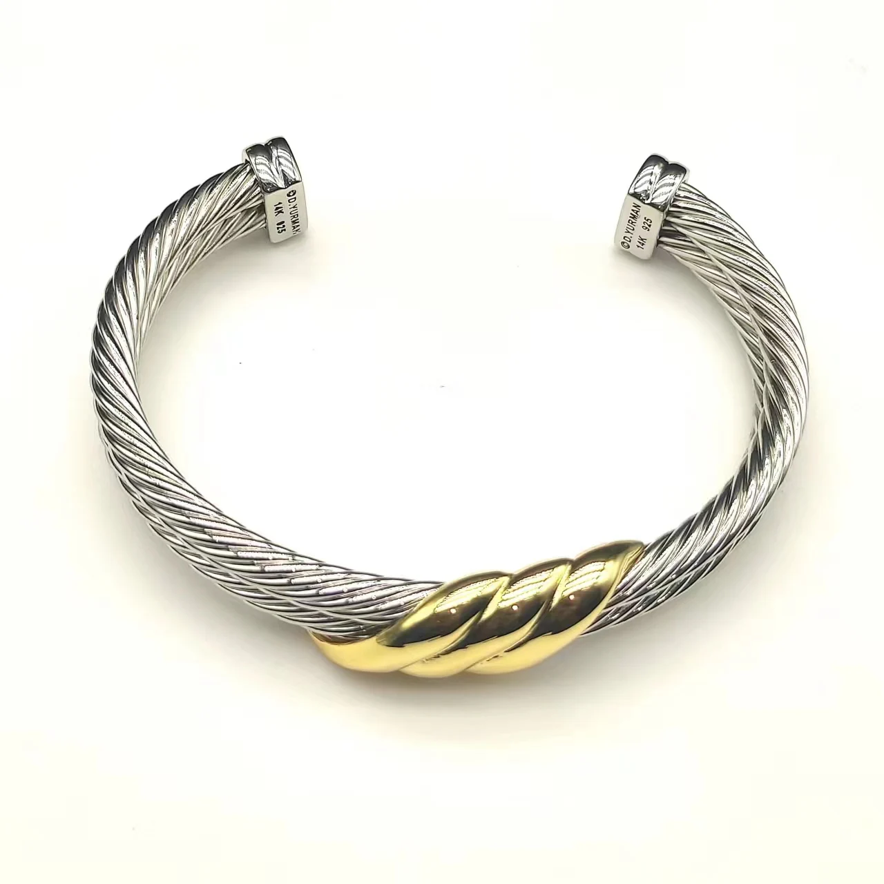 High Quality Men's Bracelet David Yurman Cable Classic BuckleBracelet with 14k Gold 925 Sterling Silver Free shipping