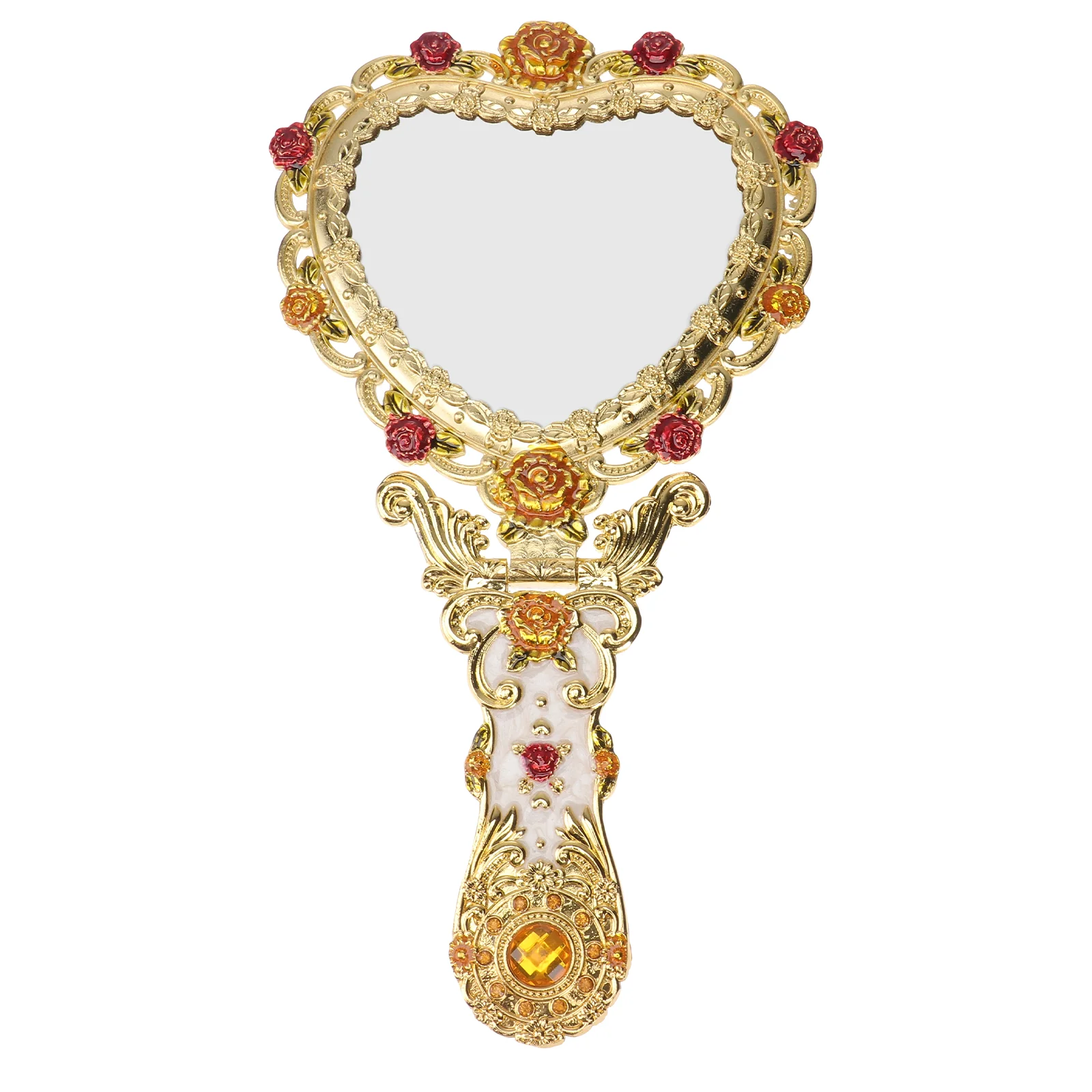 

Mirror Hand Makeup Handle Vintage Travel Handheld Heart Mirrors Vanity Held Retro Beauty Girl Compact Love Portable European