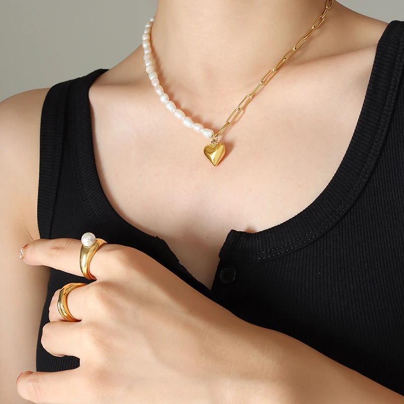Women Love Chain Pearl Necklace Titanium Steel Ins Style Fashion Necklaces Party Present For Girls Jewelry Wholesale - купить по