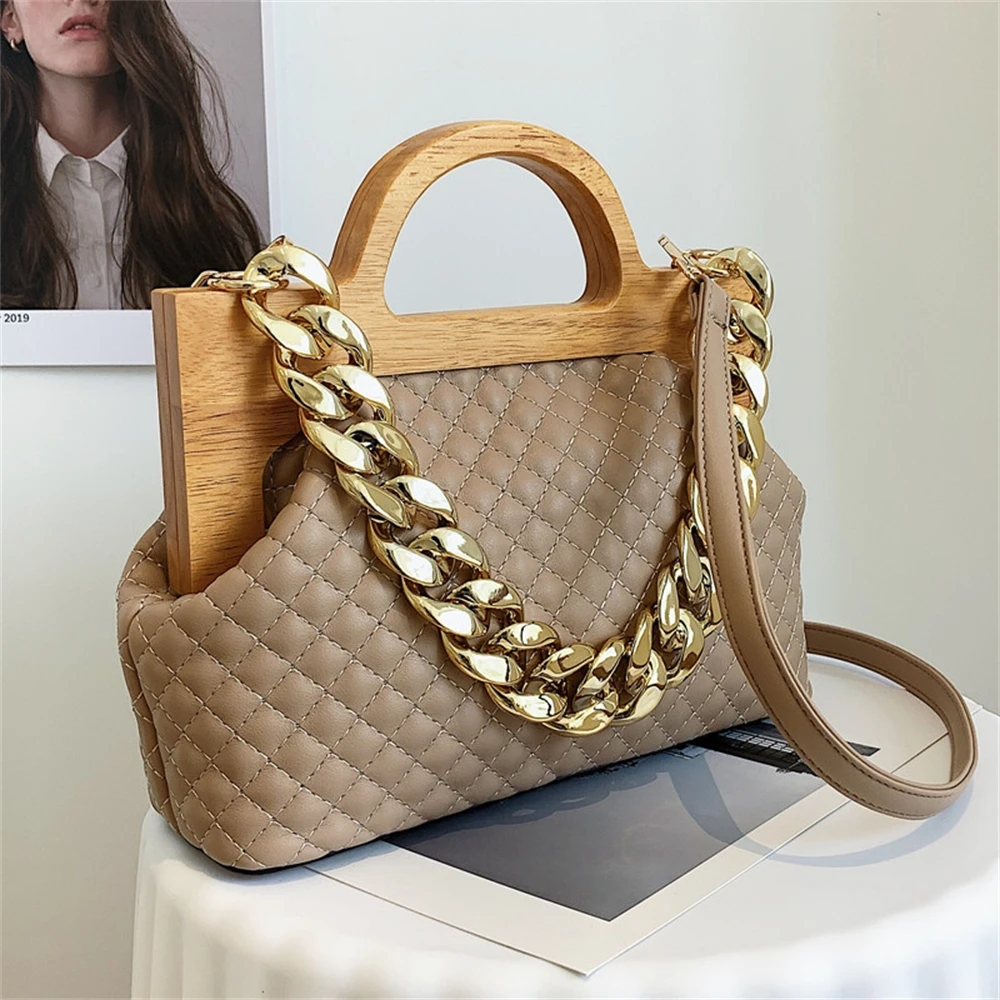 

Women's PU leather handbag, high-quality diamond texture chain bonded bag, women's fashion handbag