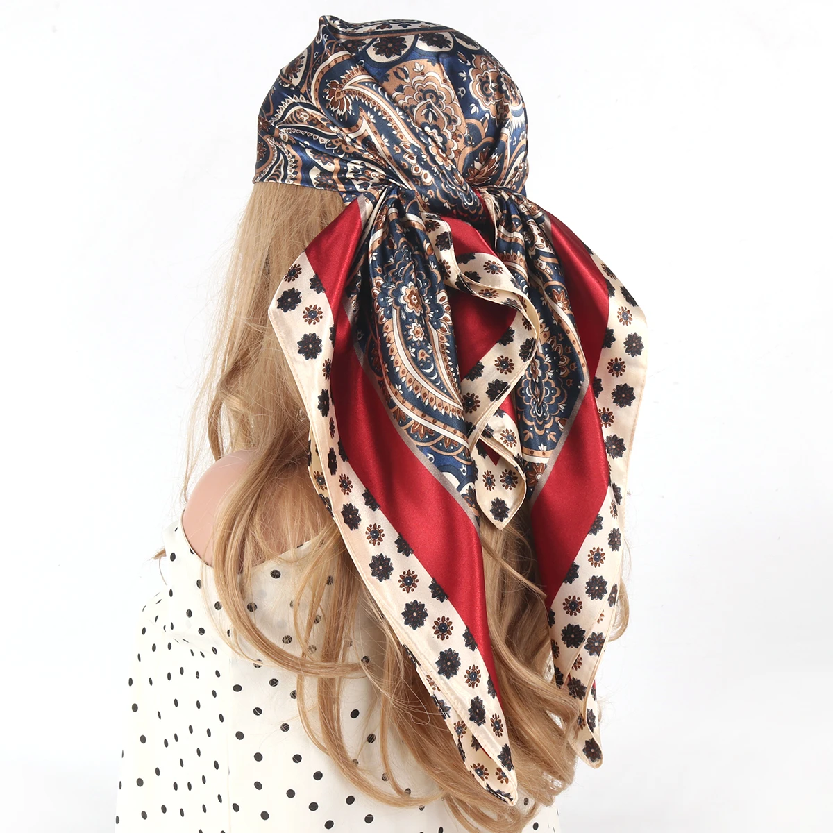 90*90 см шарф для волос женский винтажный платок с узором пейсли мягкая атласная
