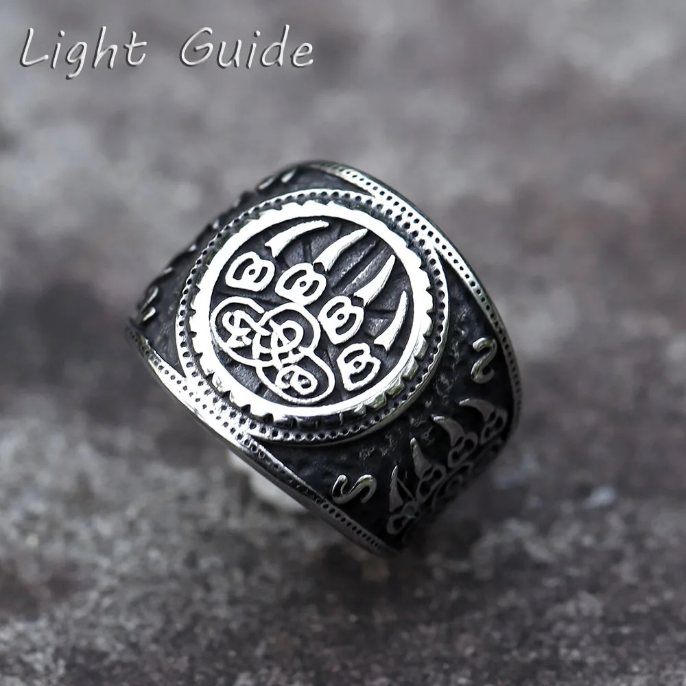 

2022 NEW Men's 316L stainless-steel rings Vintage viking amulet Odin Celtic Knot Rune Bear paw Jewelry Gift free shipping