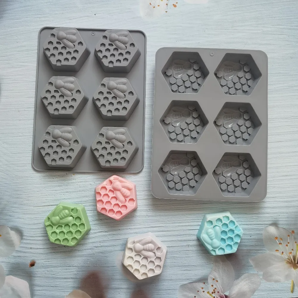 

Hexagonal Honey Bee Silicone Soap Mold Diy Handmade Craft 3D Soap Mold Silicone Hexagon Molds for Soap Making Soap Cutter