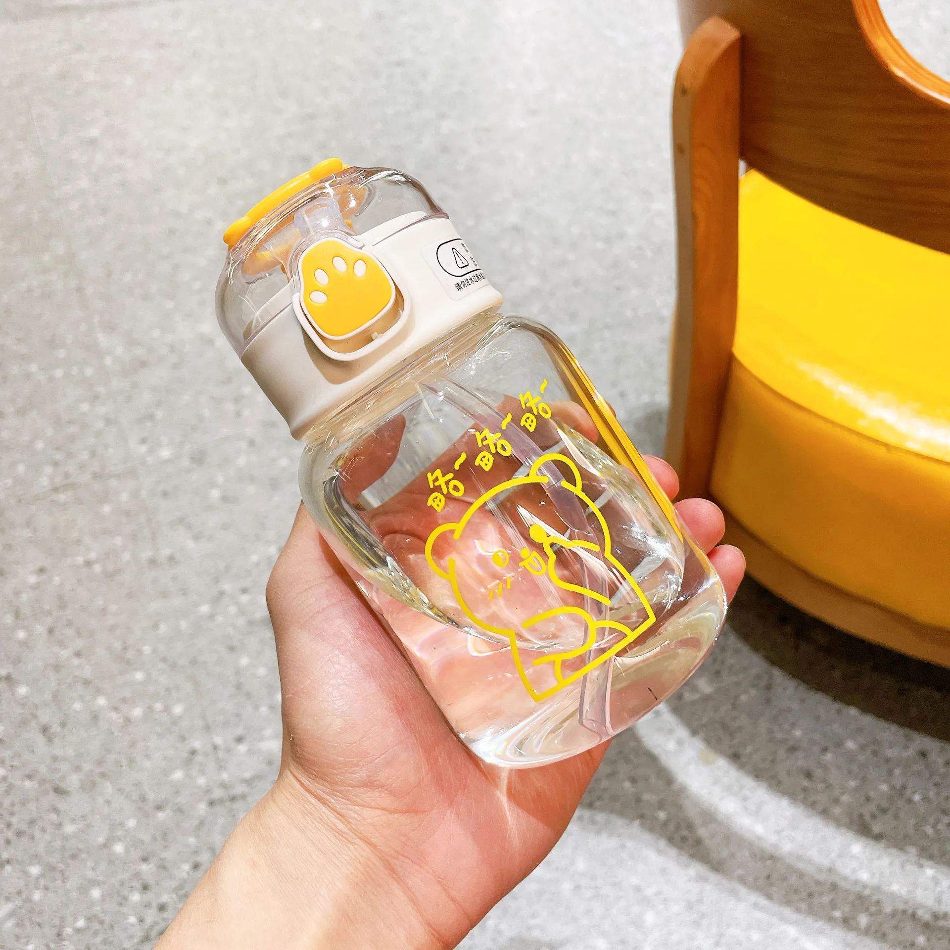 Свежая стеклянная Милая мультяшная простая печать Ins соломенная чашка