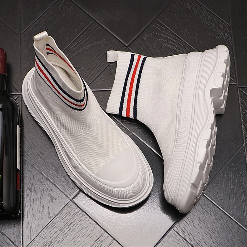 

Мужские вязаные кроссовки, высокие Топы в стиле хип-хоп, дизайнерская повседневная обувь, на лето