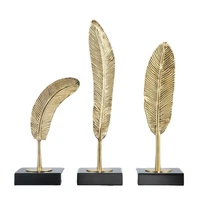 modem pure copper feather ornaments golden tree leaves luxury metal decor for living room table top homewares