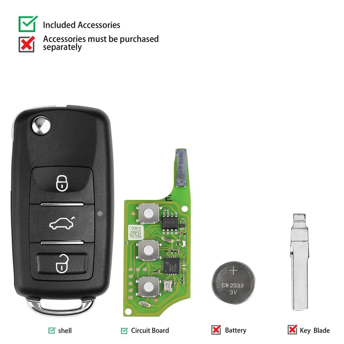 XEB510EN подходит для Volkswagen B5 Type Super Remote Control с XT27B Chip 3-клавишным ключом дистанционного