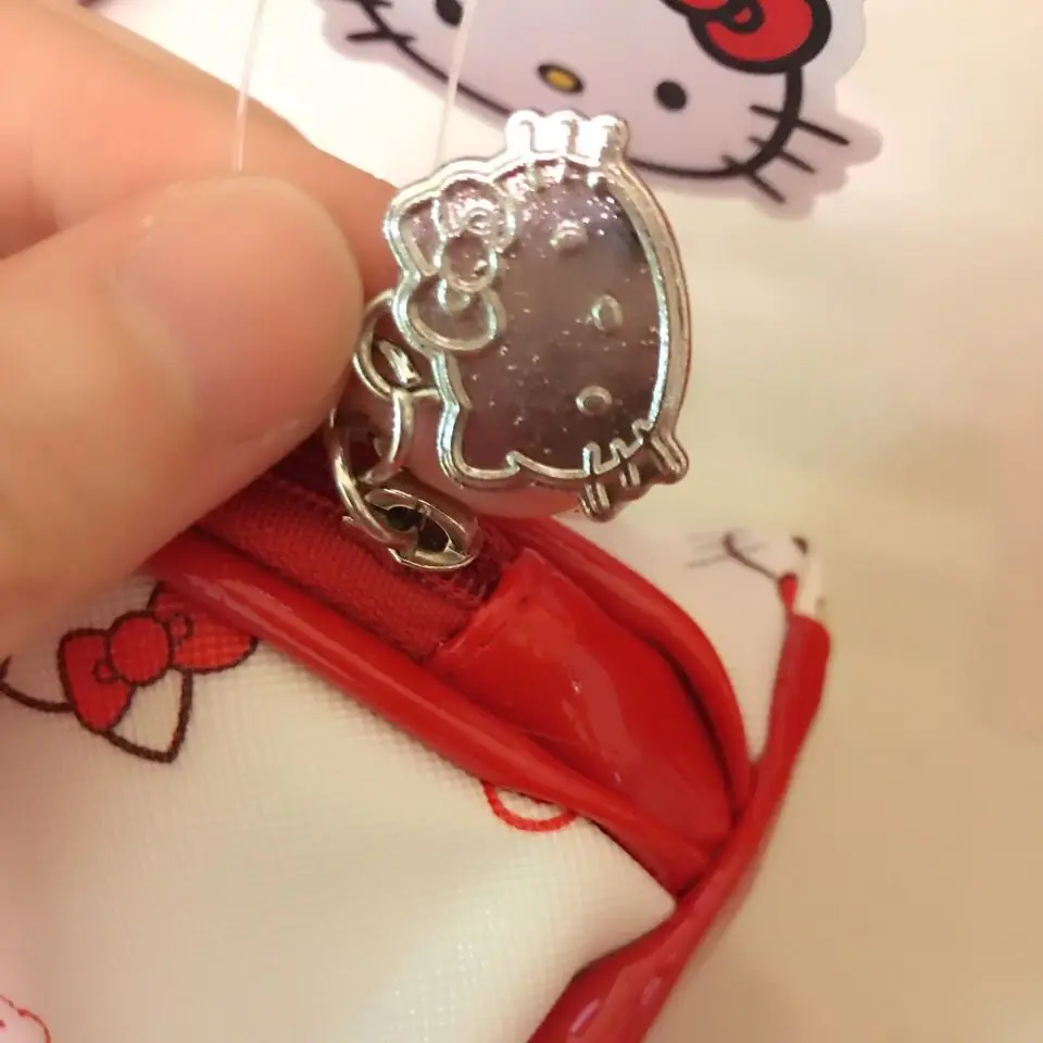 Hello Kitty Bag Cute Bow Women's Cartoon Cat Face PU Leather Storage Cosmetic Bag Waterproof