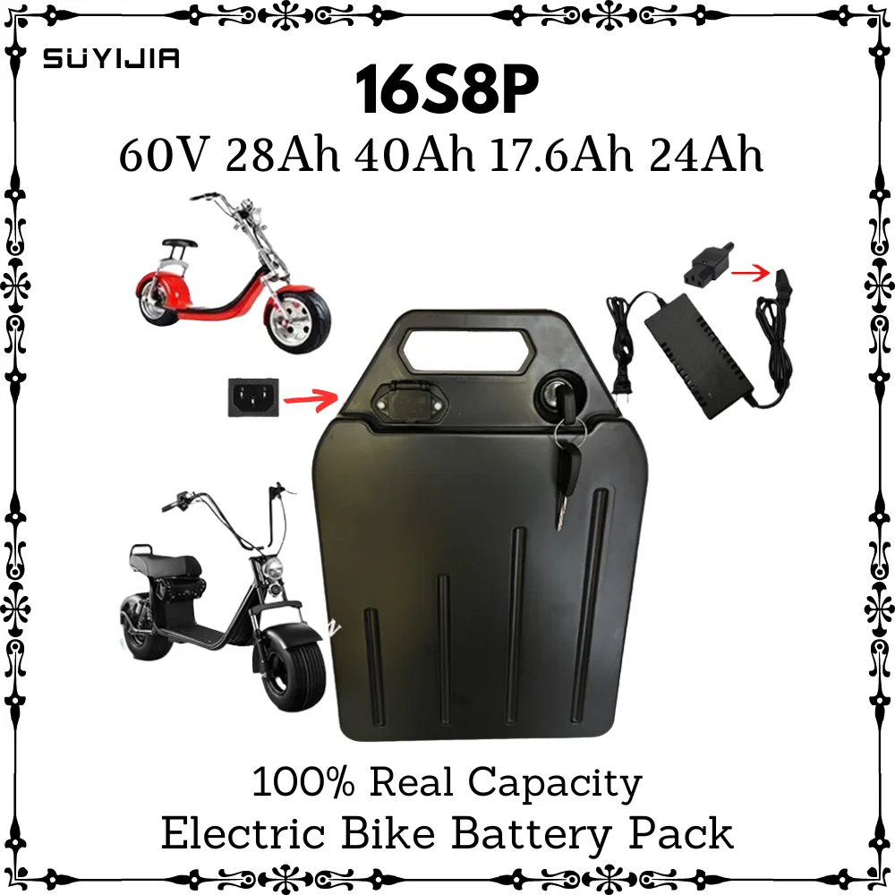 

18650 60V 16S8P Rechargeable Lithium Battery 17.6Ah 24Ah 28Ah 40Ah Electric Bicycle Electric Motorcycle City Coco 67.2V Charger
