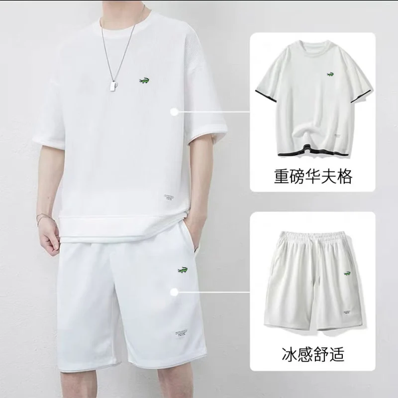 

High Quality 2023 Spring Summer New Men's Casual Shorts Sportsuits Hip Hop Short-sleeved T-shirt+Sports Pants Joggers Sets