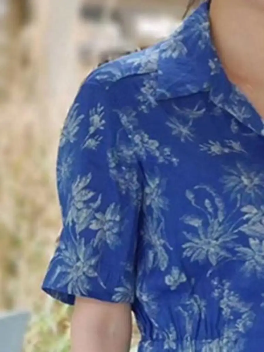 

Women's Dress Coconut Tree Print V-Neck Short Sleeve Ruffles Stitching Elastic Waist Holiday 2023 Summer Mini Robe