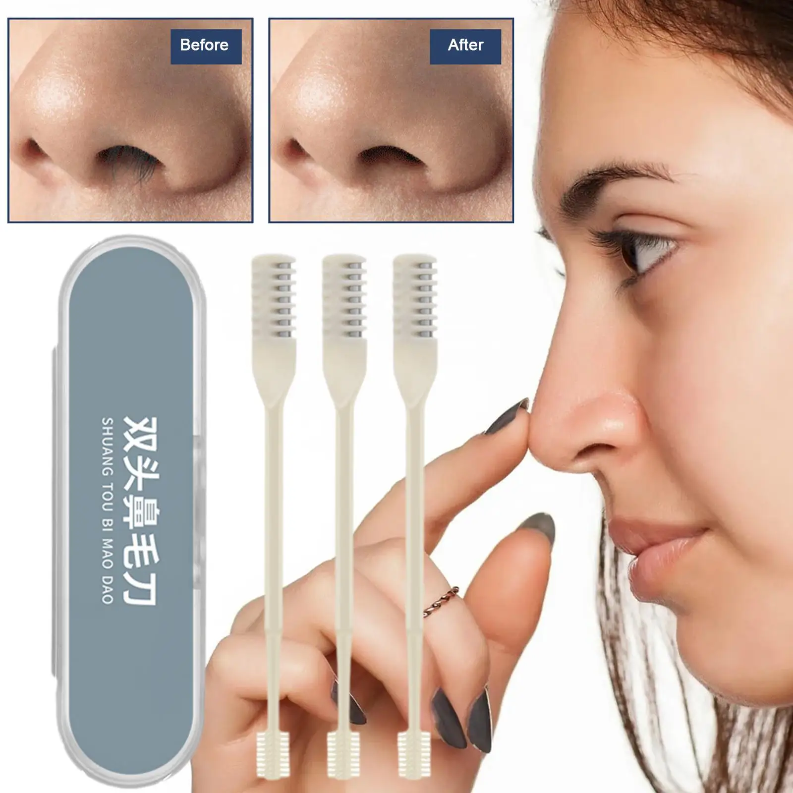 

1/3Pc Portable Nose Hair Trimmer 360 Degree Rotating Accessoris Hair Washable Trimmer Hair Formula Double Nose Removal Head E6H6