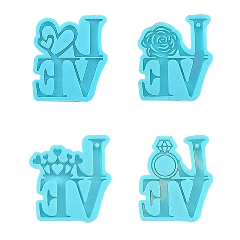 

Shiny Letter Mold Rose Diamond Crown Resin Keychain Molds Silicone Mold for Resin Casting Jewelry Making Home Decor