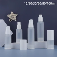 100Pcs 15/20/30/50/80/100ml Airless Frosted Cosmetic Cream Pump Spray Bottle Travel Size Dispenser Refillable Perfume Container