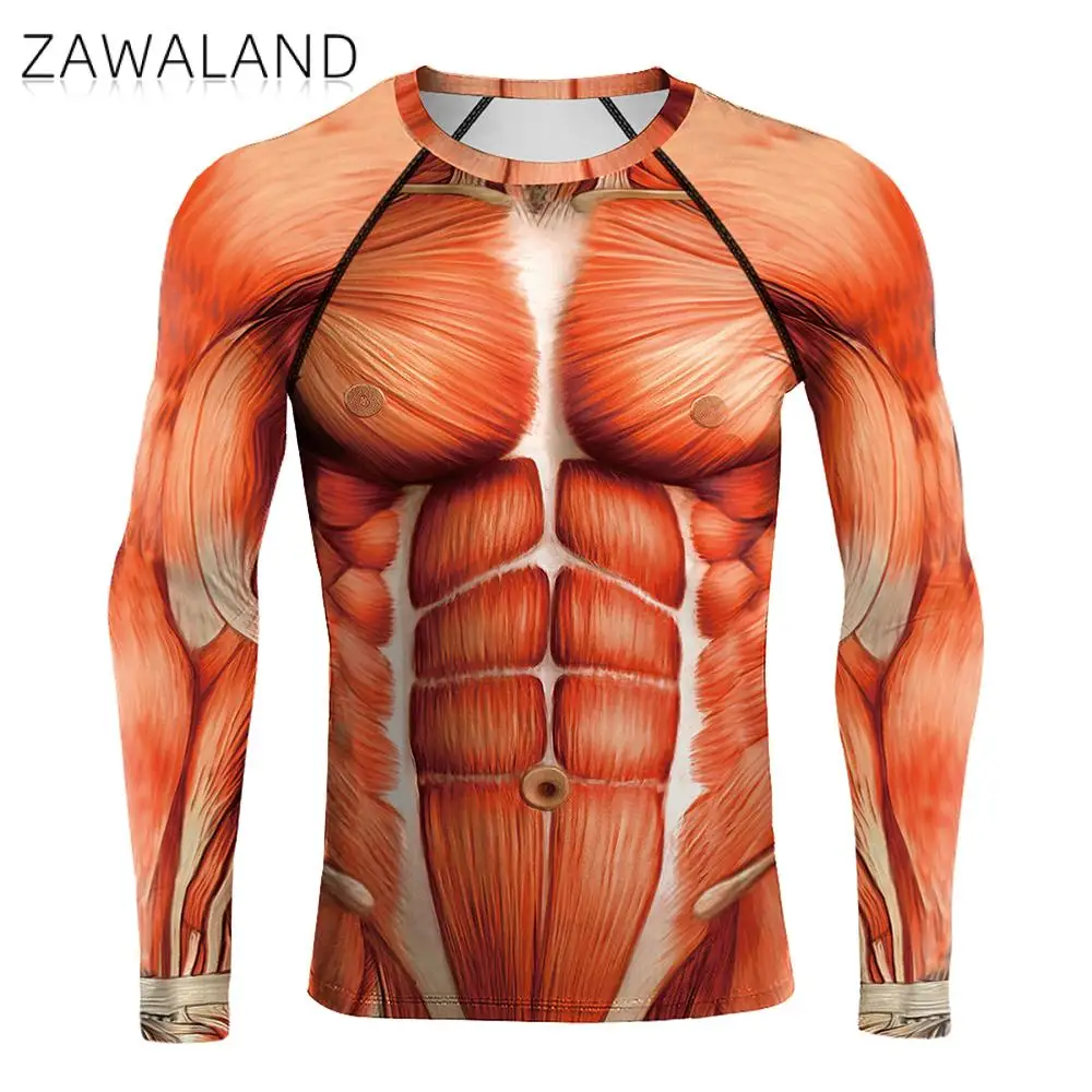 

Zawaland Men's Compression Long Sleeve 3D Anime Attack on Titan Muscle Printed Bodybuilding Workout Fitness Sport Tight Shirts