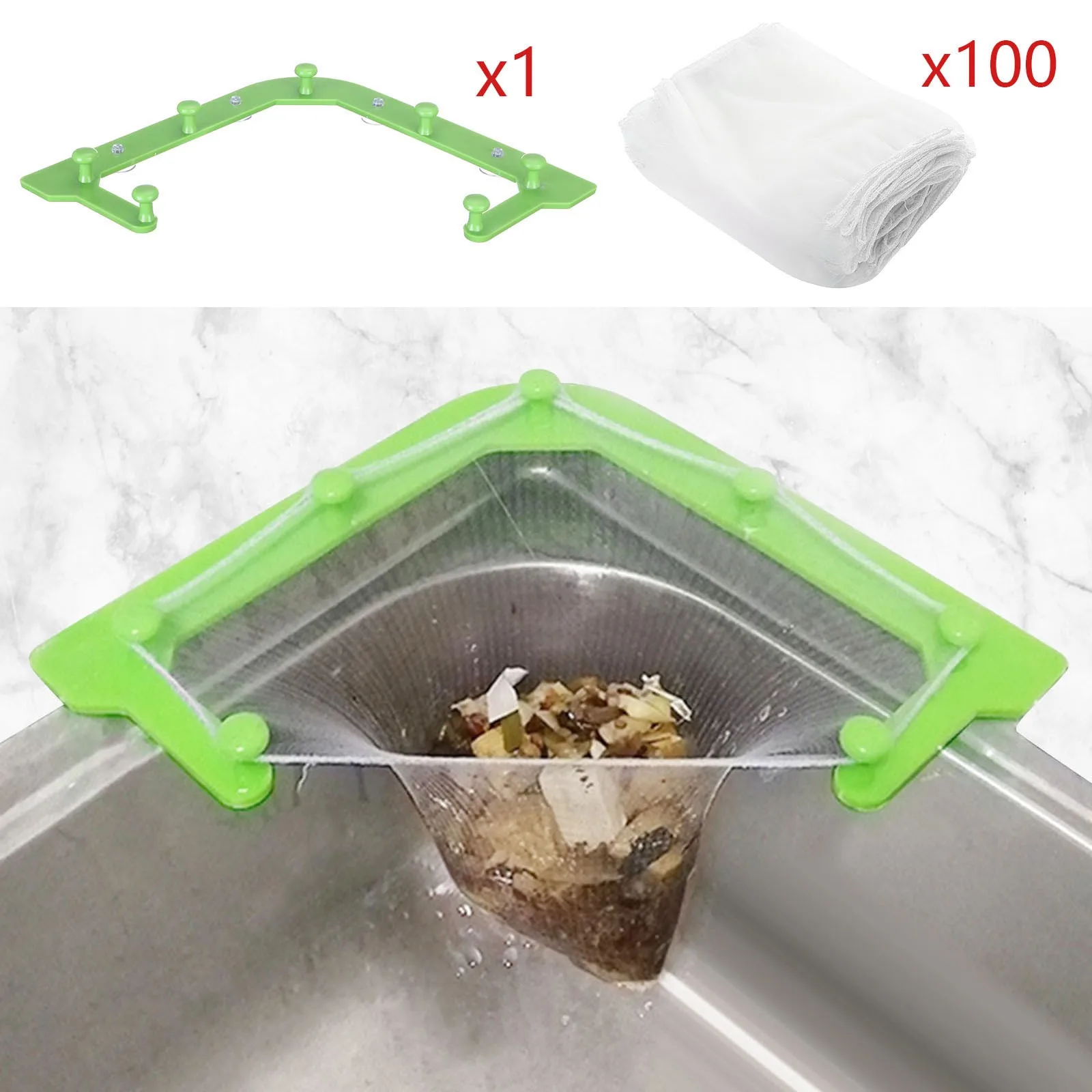 

Triangle Tri-Holder Filter, Sink Strainer Bag Sink net,Triangular Mesh Hanging Net Bag for Sink Kitchen Leftovers Filter Basket