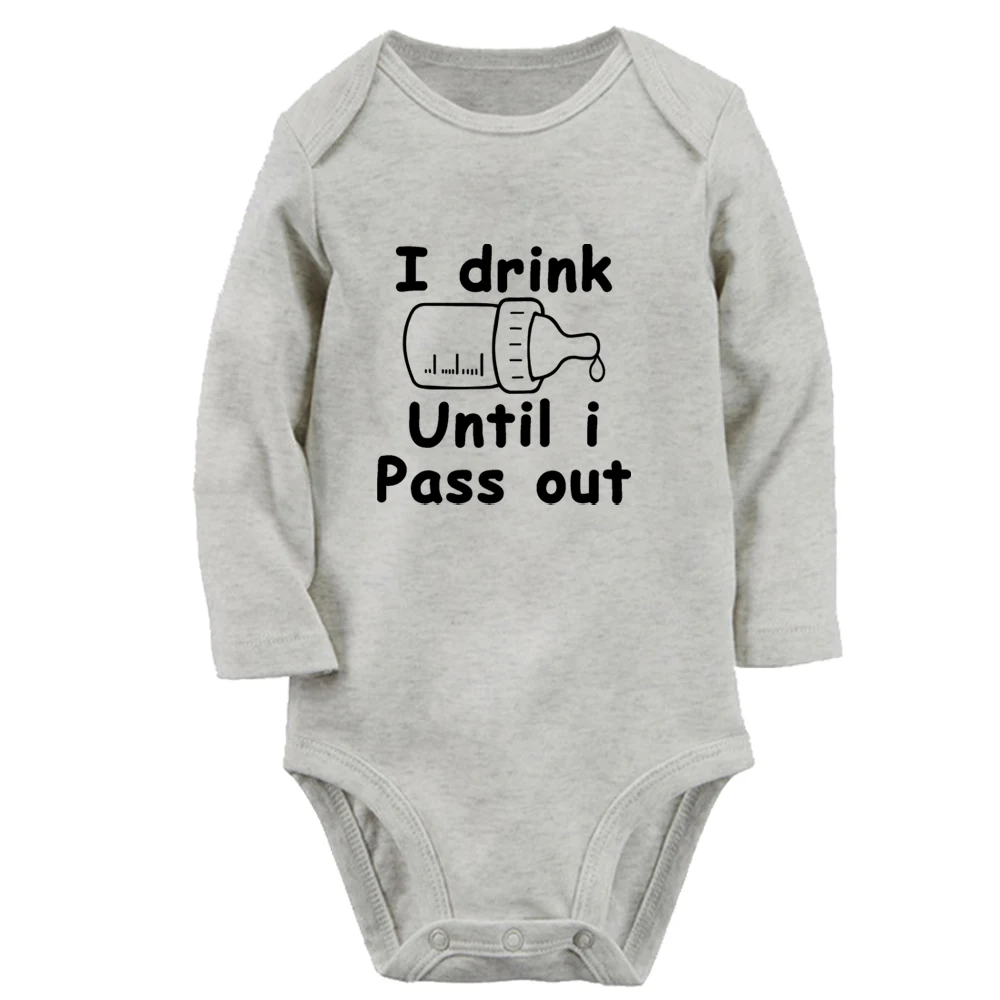

Новый детский комбидресс с рисунком «я пью до тех пор, пока не пройду», милые комбинезоны для мальчиков и девочек, комбинезон с длинными рукавами, мягкая Одежда для новорожденных