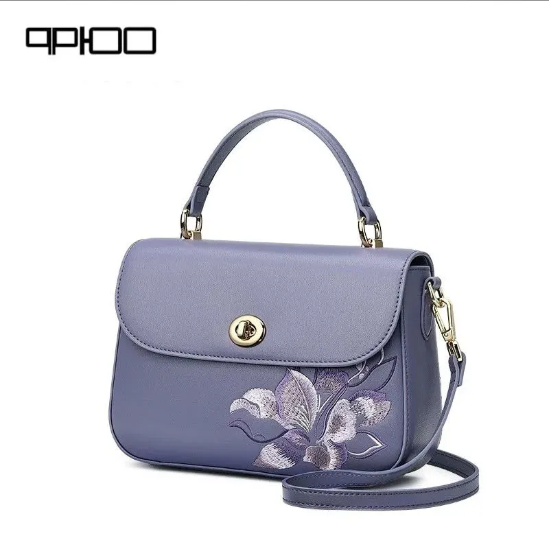 Women's Bag  The new embroidered cowhide handhold bag is a fashionable versatile women's one-shoulder cross-body bag