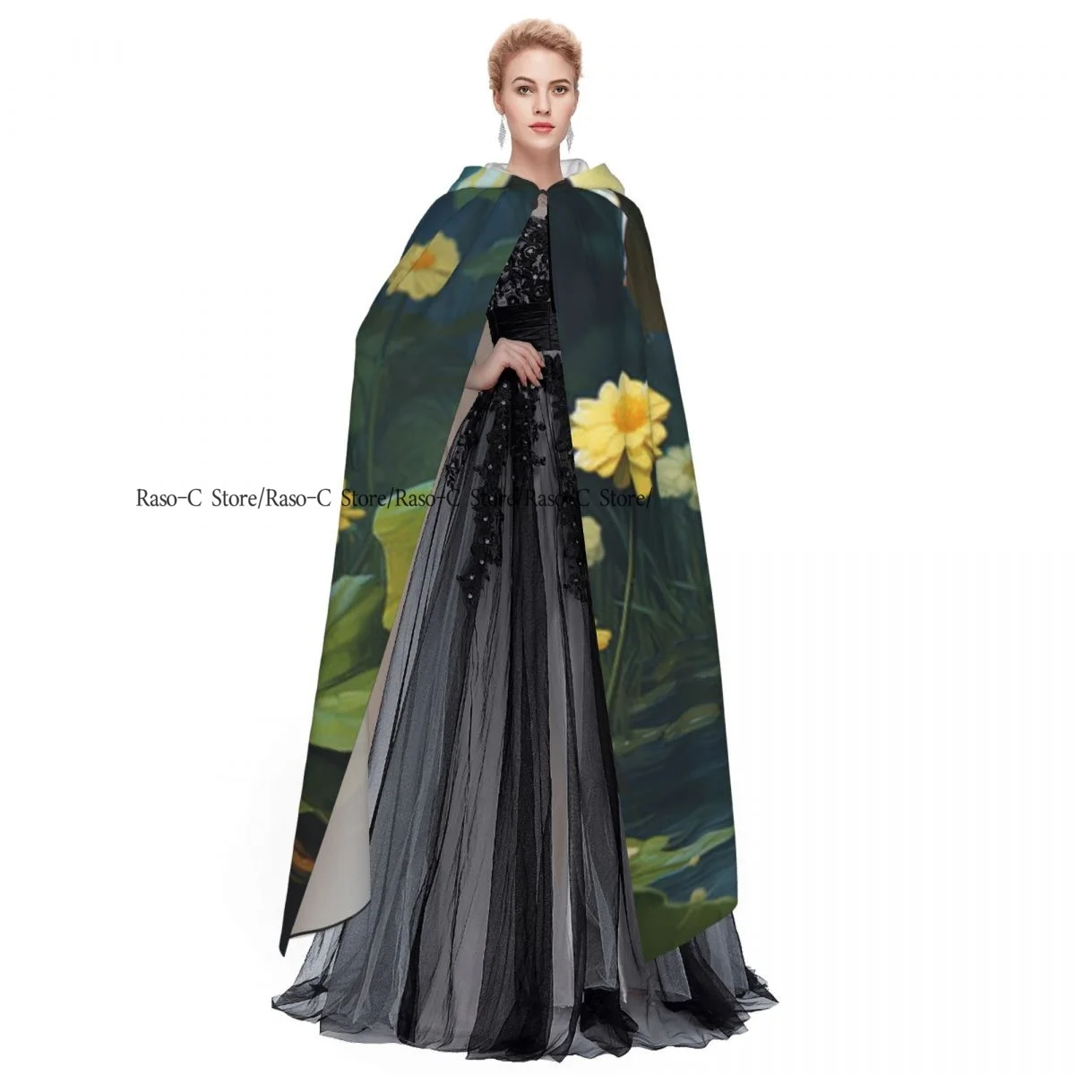 Женская накидка с капюшоном мультяшная Лягушка под дождем средневековый костюм