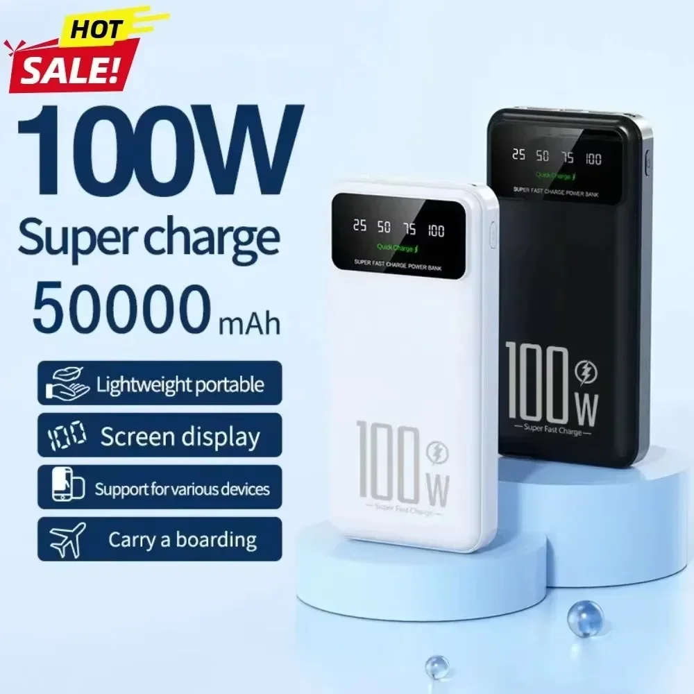 Фото Портативное зарядное устройство Power Bank 50000 мАч, высокая емкость, быстрая зарядка 100 Вт, аварийный источник питания для iPhone и Huawei №1