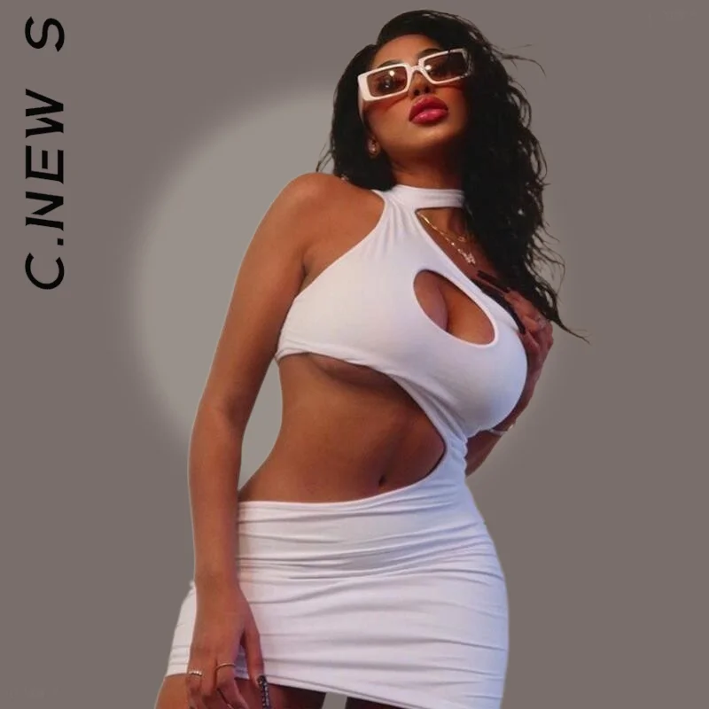 Новые сексуальные женские платья C.New S белые черные дешевые стильные наряды