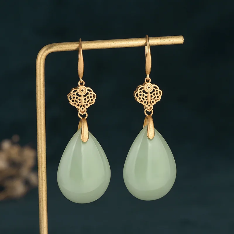 Новые серьги в китайском стиле медные позолоченные полые дизайнерские форме