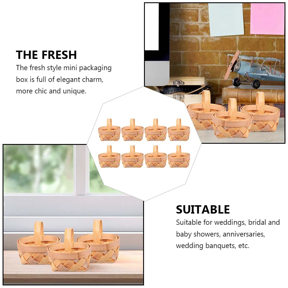 Hand Woven Basket Candy Chip Handmade Bamboo Mini Baskets with Handles Case Packing Retro Decor