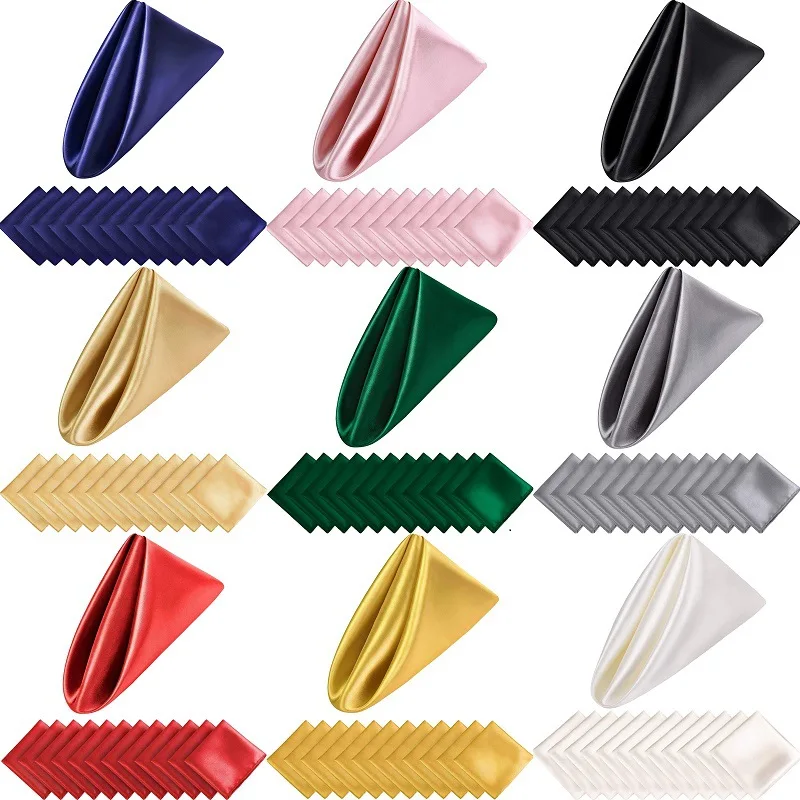

10Pcs Soft Fabric Napkin Satin Table Napkins Cloth Pocket Handkerchief Wedding Banquet Table Cloth Dinner Decoration Napkins