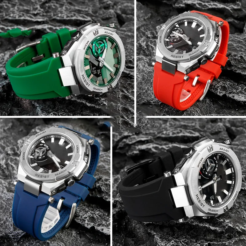 Фото Ремешок силиконовый резиновый для Casio G-SHOCK Series GST-B500D/AD/BD, модифицированный водонепроницаемый резиновый браслет для наручных часов №4