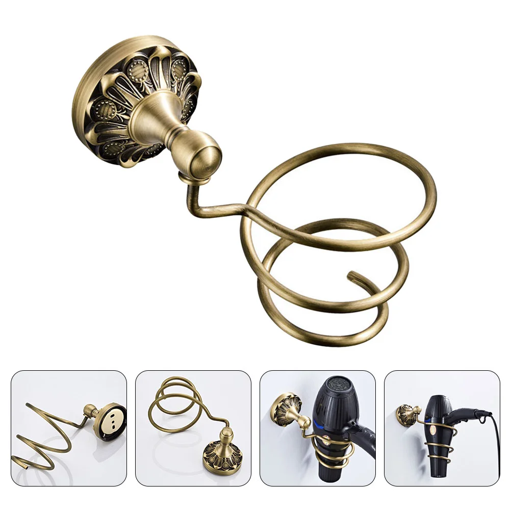 

Hair Dryer Blower Rack Holder Organizer Wall Stand Storage Appliance Shelf Spiral Mounted Bathroom Blow Electric Mount Clipper